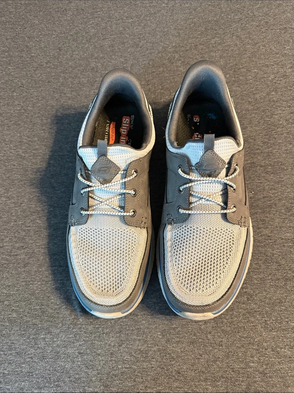 Skechers Men’s Gray and Light Gray Mesh Slip-On Loafers